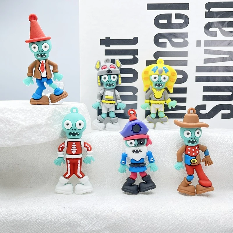 

6pcs/set Plants Vs. Zombies Game Peripheral Zombies Keychain Backpack Pendant Decoration Accessories Keyring Gifts