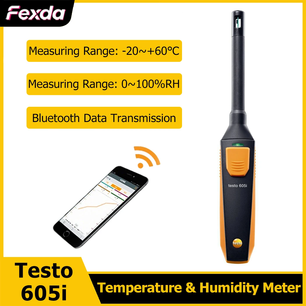 Testo 605i Handheld Temperature and Humidity Meter Wireless App Bluetooth Temperature Humidity Measuring Instrument 0560 1605