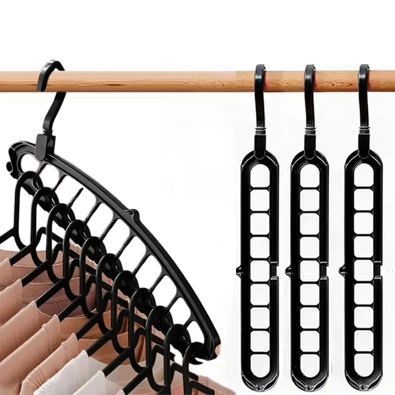 9 Hole Foldable Hanger Heavy Duty Space Saving Clothes Organizer Hangers Folding Magic Hanger Drying Racks Scarf Clothes Storage