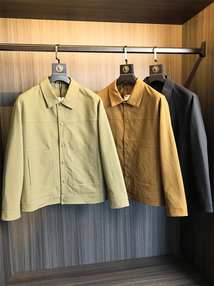 

3D Emed клетчатая ткань, мужская повседневная куртка с воротником, универсальная осенняя мода, городская подставка, длинное волокно из полиэфирного волокна...