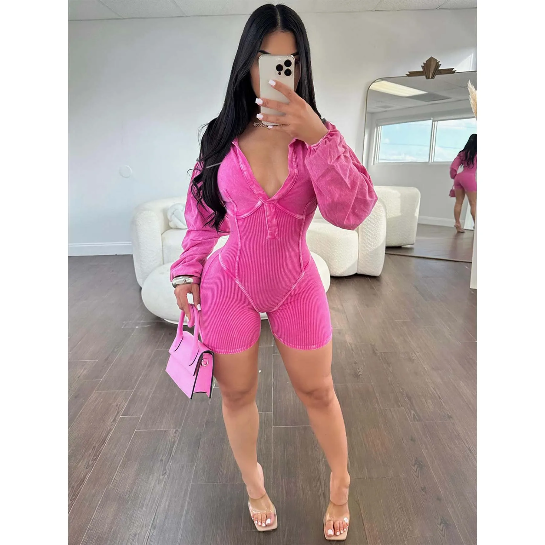 Sexy Ribbed One Piece Jumpsuits 2024 Summer Fall Clothes Women Y2K Streetwear Elegant Luxury Bodycon Fashion Romper Jumpsuit