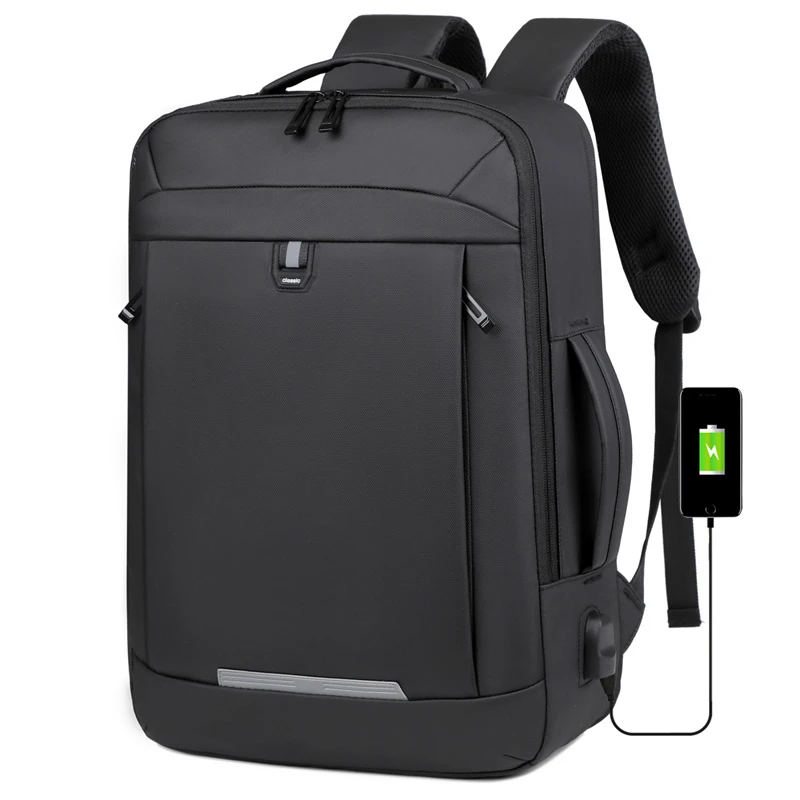 

Men‘s Expandable Travel Backpack for 15.6 inch Laptop USB Charging Port Water Repellent Business Trip Commuting Urban Backpack