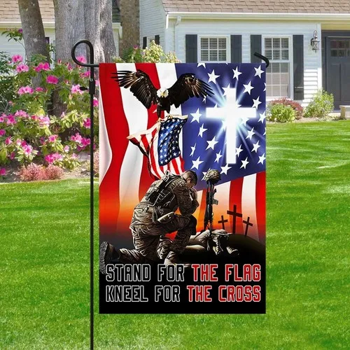 Memorial Day Veteran Stand For The Flag Kneel For The Cross Flag Graden Flag UUI GGX