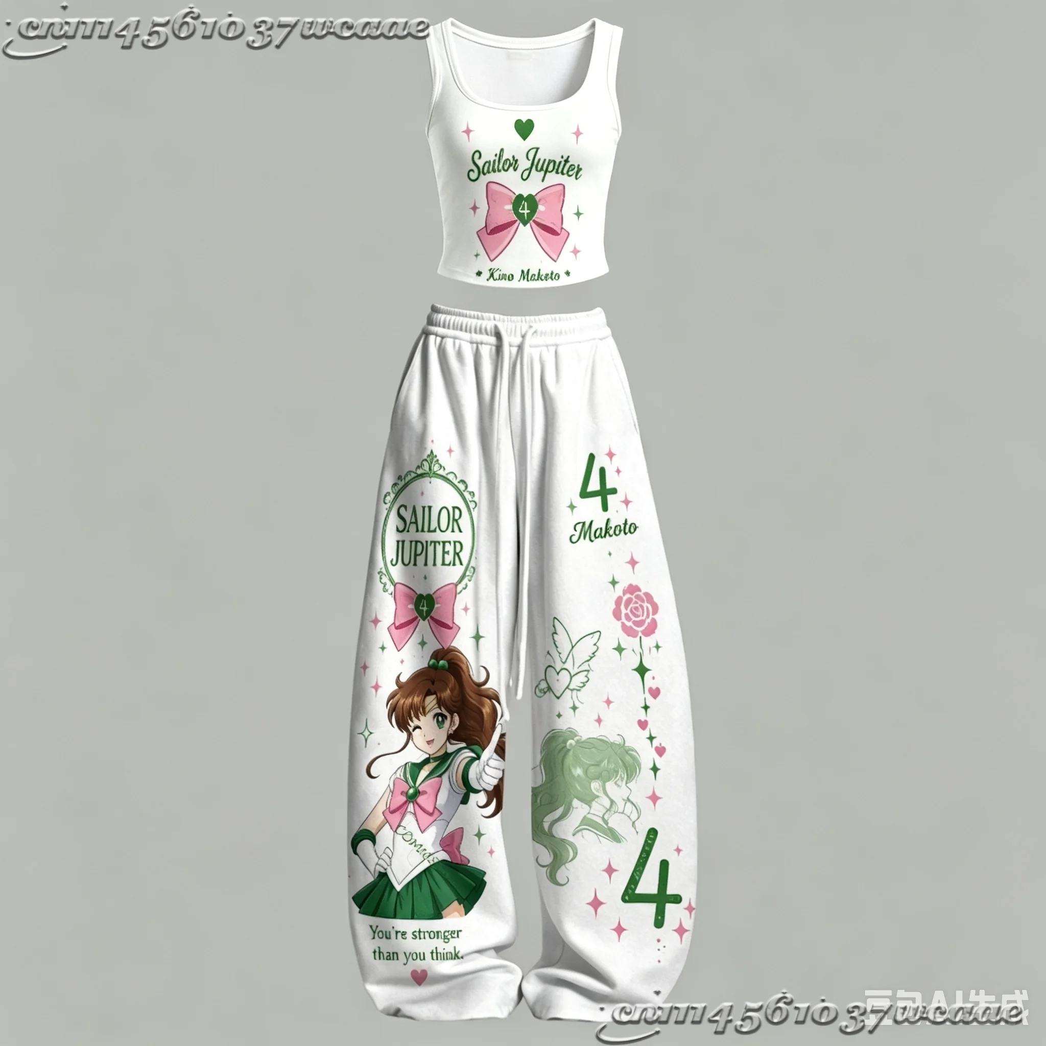 Sailor Moon Usagi 2026 Black Castle Star Print Universal Tank Top Wide Leg Pants Set Two Piece Outfit for Family Kids
