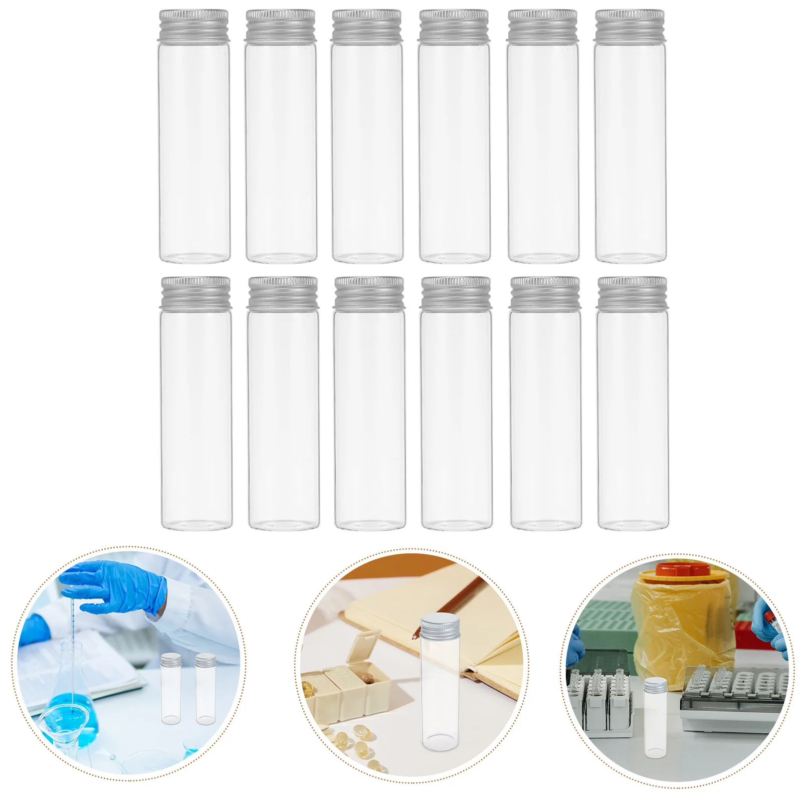 

30 Pcs Small Container for Medicines Bottles Empty with Caps Mini Transparent Glass