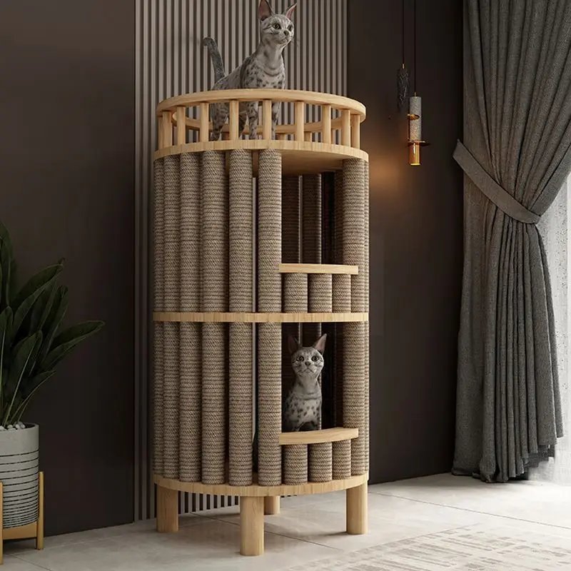 For solid wood cat climbing frame space capsule small apartment does not occupy a multi-layer cat nest shelf