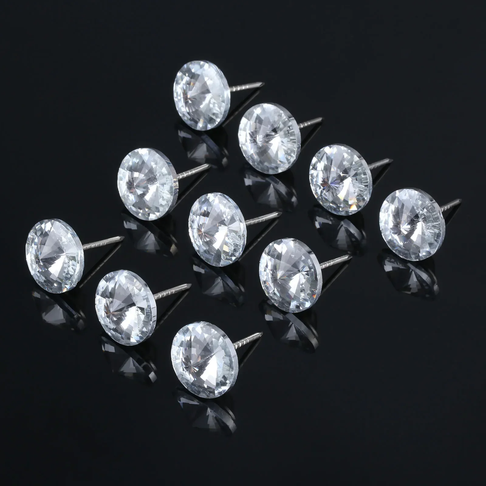10Pcs 22mm Diameter Crystal Glass Upholstery Nails Decorative Buttons Tacks Studs Pins Crafts Sofa Wall Furniture Decoration