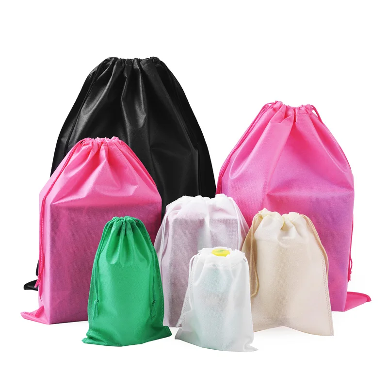 50pcsnonwoven Colorful Drawstring Nonwoven Travel Clothes Toys Packaging Shoes Storage Bag Eco-friendly Dust Storage Bag