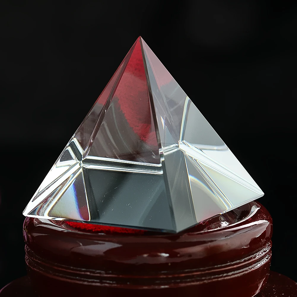 40mm Clear Prism Egypt Pyramid Geometry Glass Crystal Ornament Cone Paperweight Craft Aurora Optics Refraction Energy Desk Decor