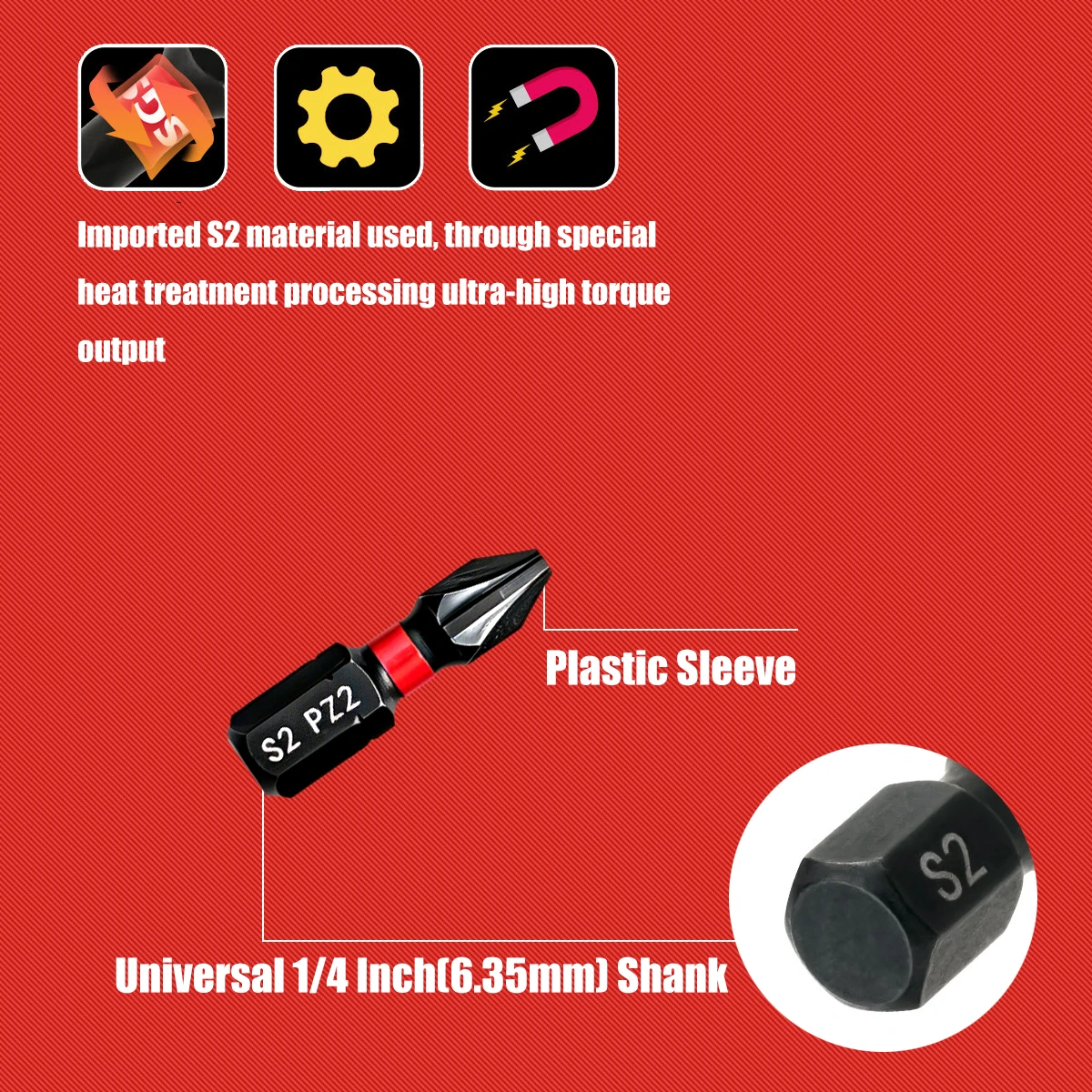 20-Piece S2 Steel Mixed Bit Set 25mm Phillips Ph2 + Torx Pz2 Magnetic Anti-Twist with Transparent Hanging Storage Box view 3