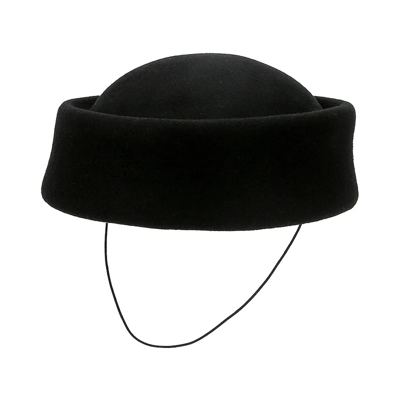 قبعة صوف على الطراز البريطاني مع تول، قبعة أنيقة عتيقة للنساء، أزياء مؤثرة وملابس يومية