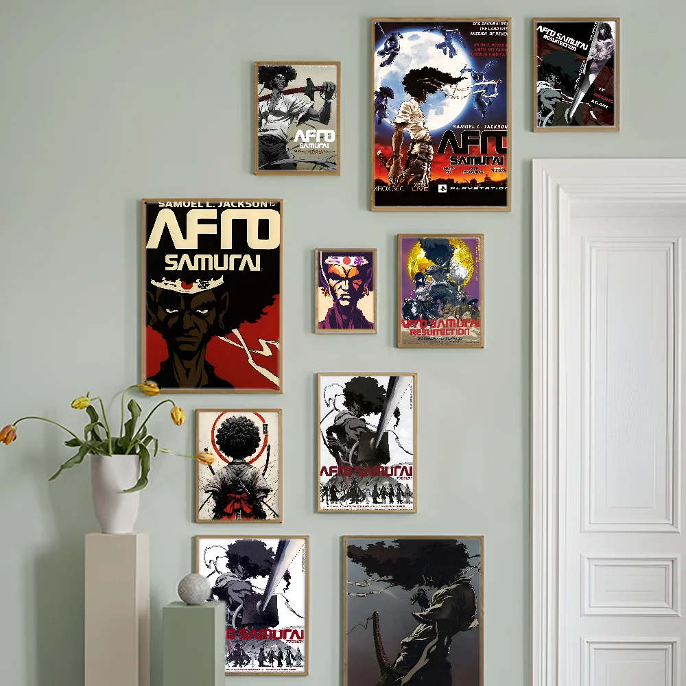 Afro Samurai Anime Posters Sticky HD Quality Wall Art Retro Posters For Home Kawaii Room Decor