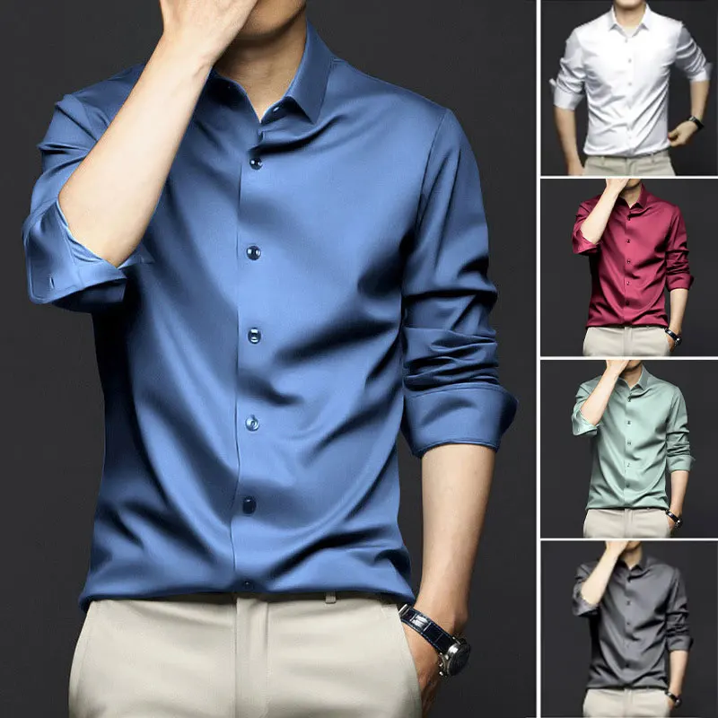 6XL large size long-sleeved shirt for men Anti-wrinkle non-ironing professional formal Business casual social high-end shirt