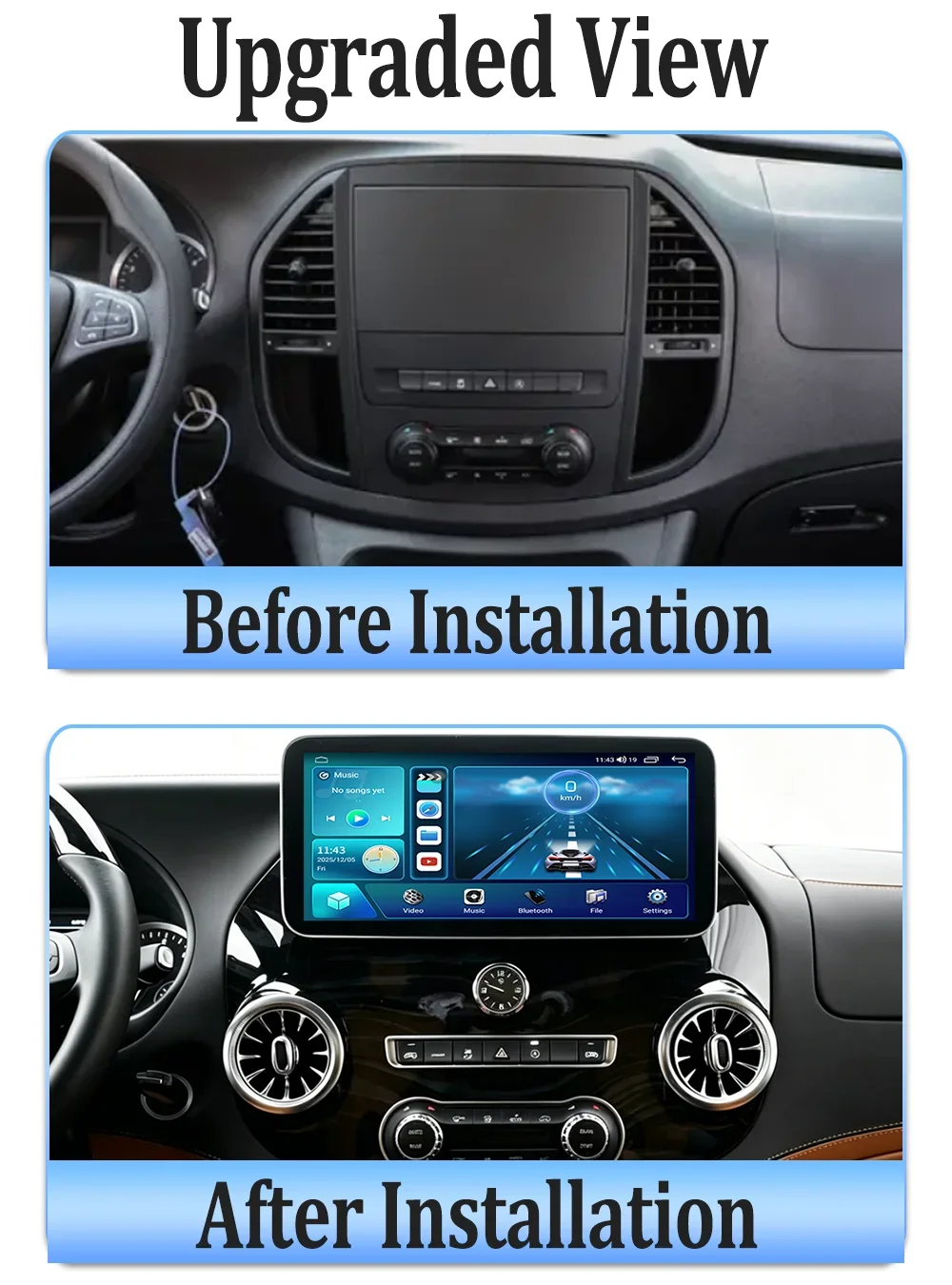12.3 Inch Android Car Radio GPS Navigation DSP Wireless CarPlay DVD FM BT Stereo Receiver Van Fitment 2014-2022