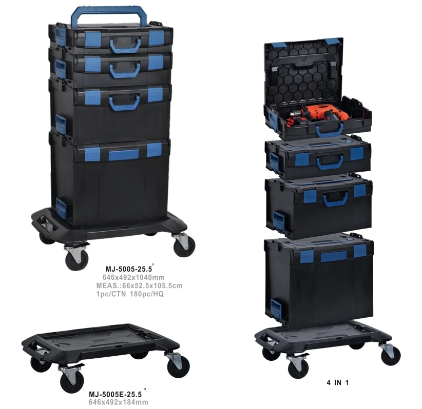 MQ-5005 Modular multifunctional plastic rolling toolbox handle and wheels for easy storage and transportation