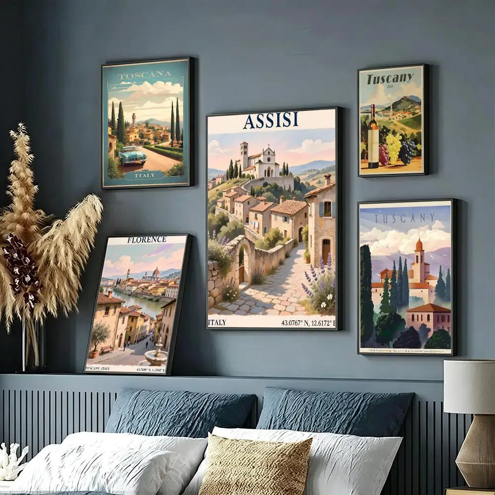 art Tuscany Italy Poster Wall Posters Self-Adhesive Wall Stickers Home Decoration for Bedroom Living Room