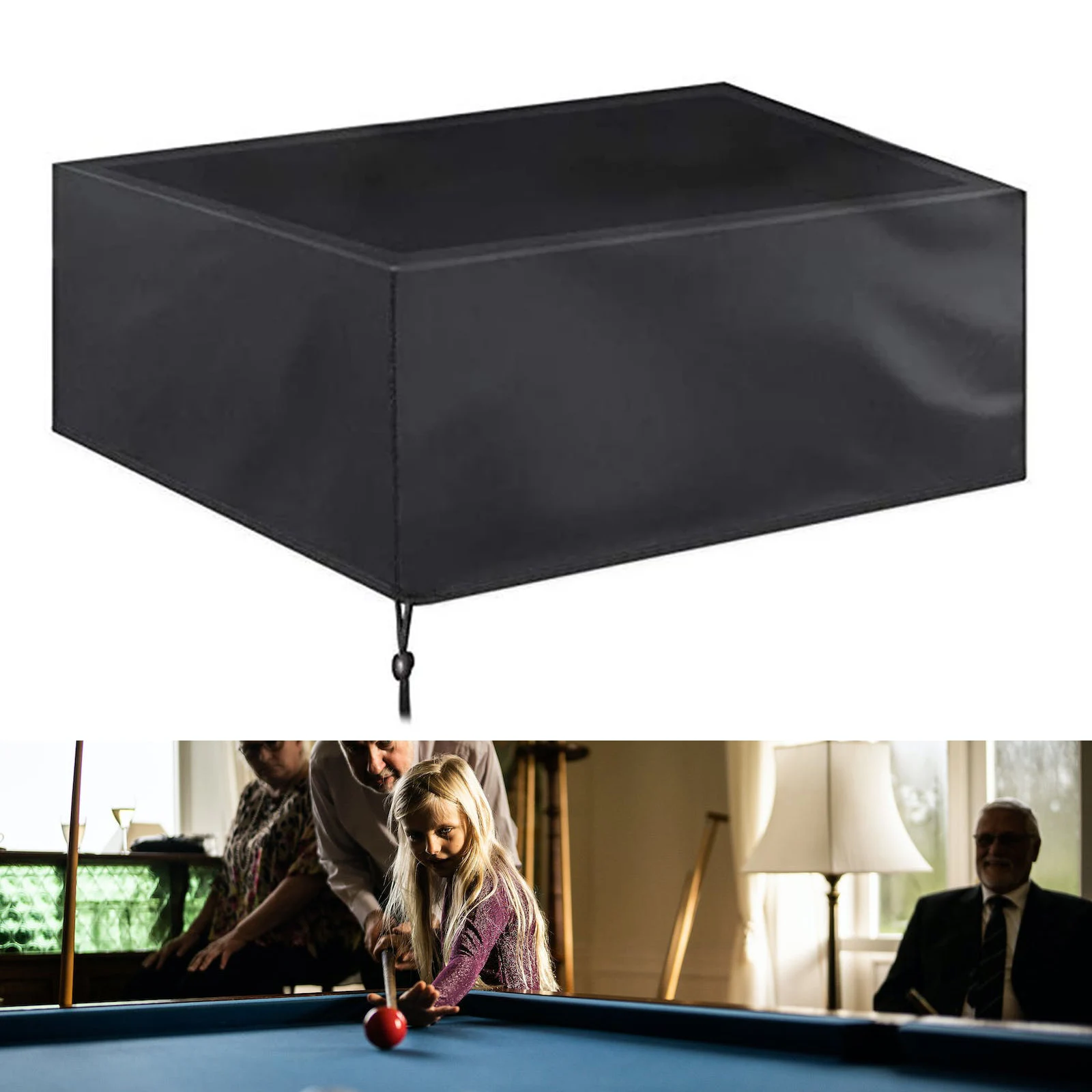 Pool Table Cover in 210D Oxford Material Designed for 8 Foot and 9 Foot Outdoor Billiard Tables with Sun Reflective Underlayer
