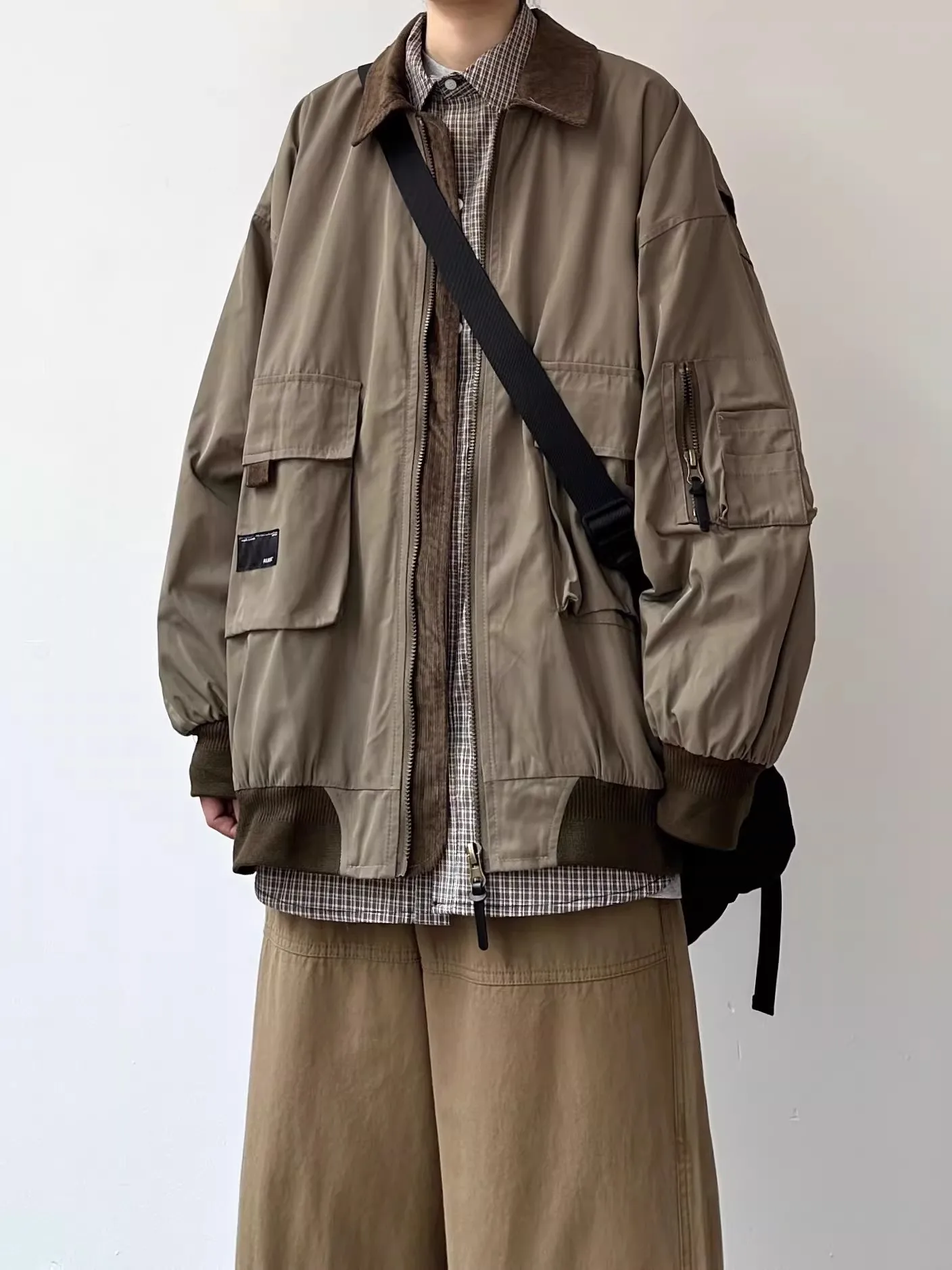 

Мужская винтажная куртка Joyzone свободного кроя для повседневной носки, весна-осень, рабочая одежда, контрастные цвета, верхняя одежда из полиэстера, нейлона и композитного волокна