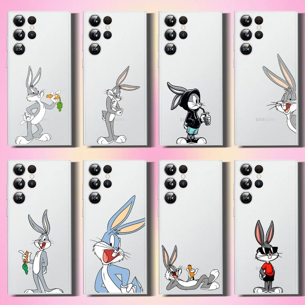 Funny B-bugs Cartoon B-bunny-y Phone Case For Samsung Galaxy A52A12A51S21 Edge S22ULTRA S23 S20LITE Plus Ultra Transparent Cover