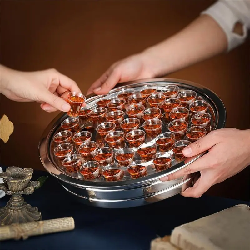 AEE4-Holy Communion Tray For Churches With Lid Communion Set Stainless Steel Cup Tray Church Supplies Not Cups Included