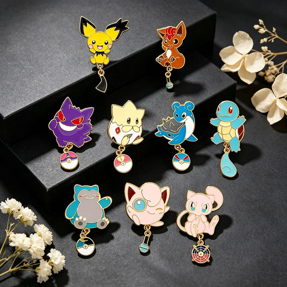 Kawaii Fantasy Monster Dangle Enamel Pins Charm Metal Lapel Brooch Badges Ideal Collectible Gift for Animation Enthusiasts