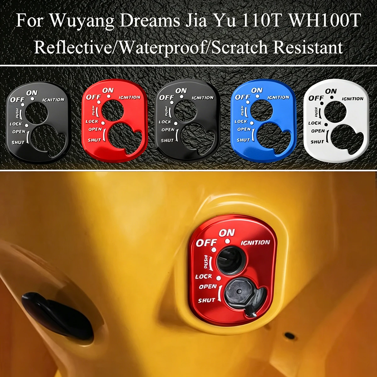Electric Ignition Switch Key Lock Cover with Protection Against Scratches 3D Stickers for Wuyang Dreams Jia Yu 110T WH100T 125T