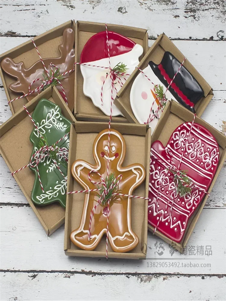 Christmas Ceramic Snack Dish, Cartoon Handmade, Cute and Cute, New Product, Candy, 5 "Underglaze Gift Box