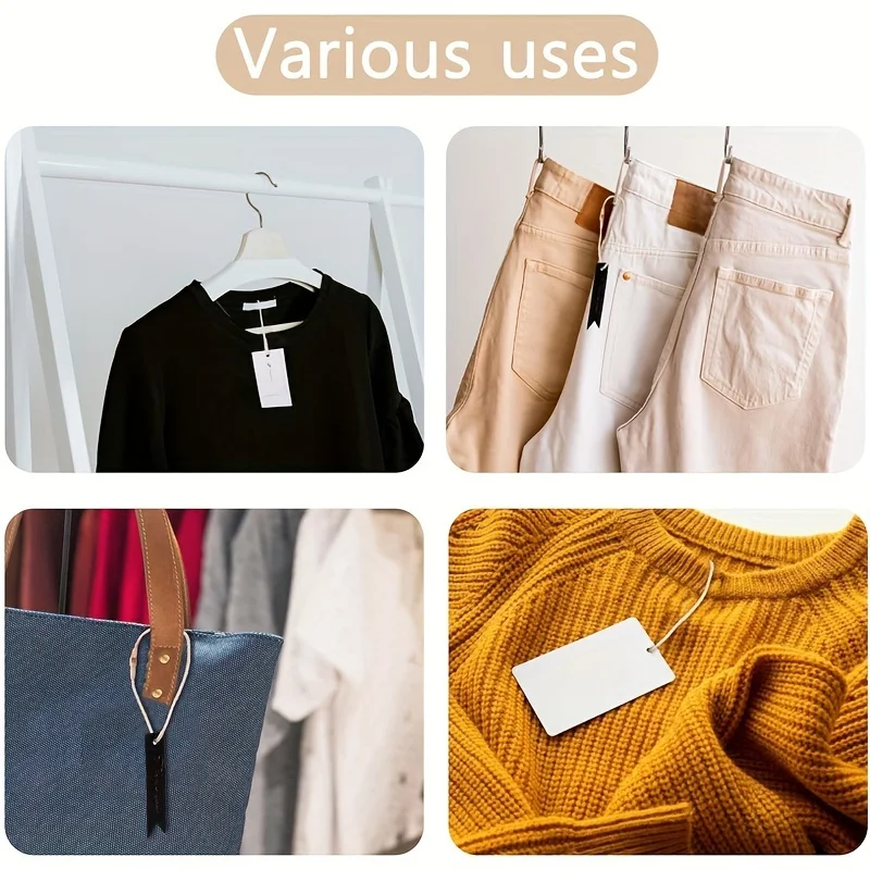 100Pcs Snap Lock Hang Tag Strings Durable Fastener Ties for Clothing Gift Bags Price Label Luggage Tags