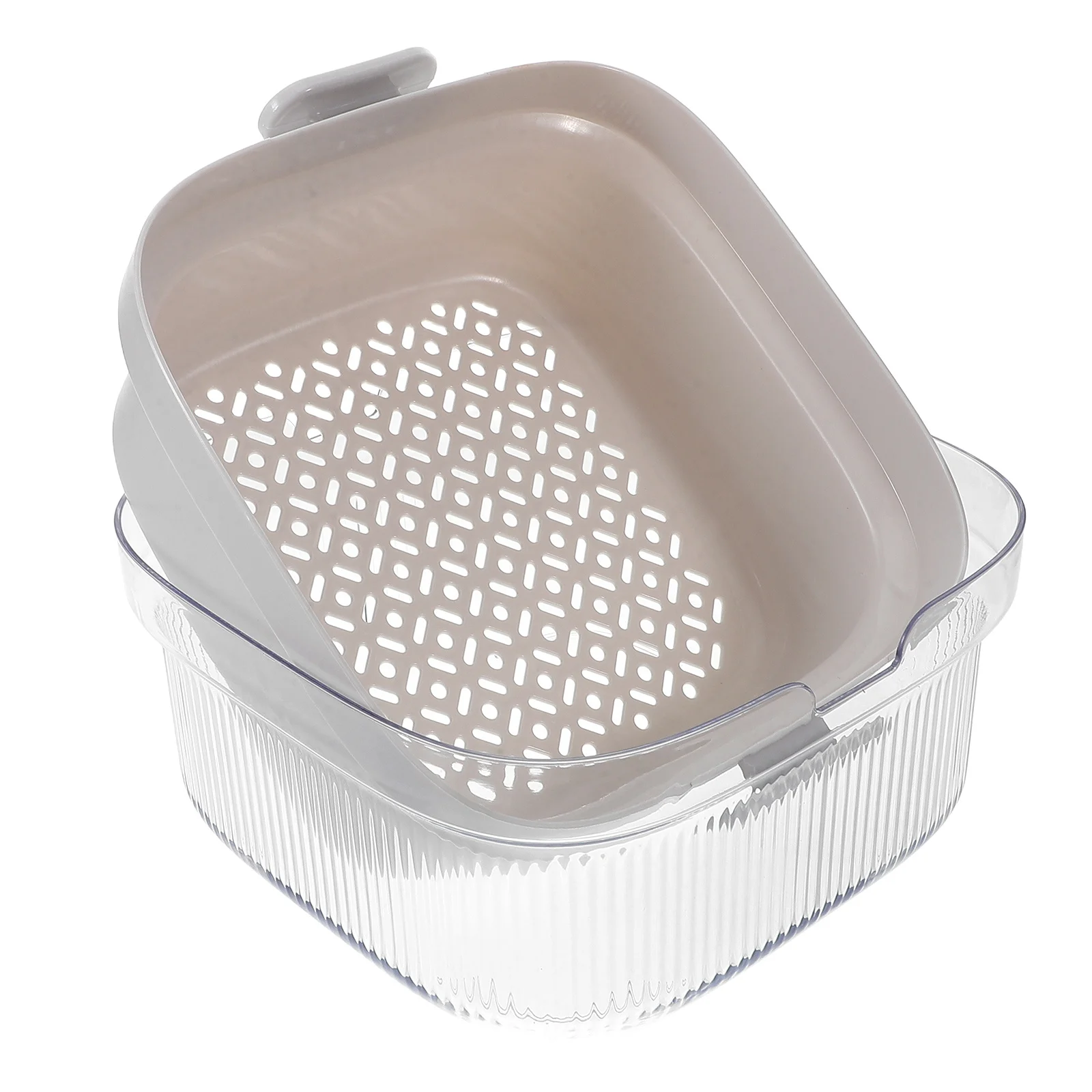 

Double Layer Fruit Draining Basket Kitchen Strainer for Washing Vegetables Quick Drainage Space Saving Household Mesh Colander