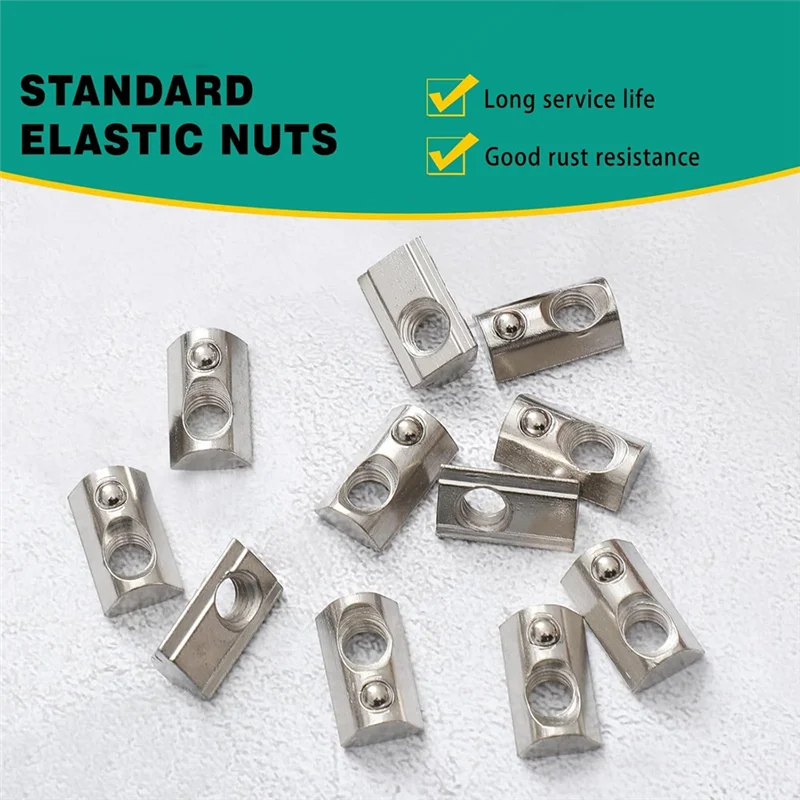 

AT63-European Standard T Nuts, M8 T Nuts, 100 Pcs 4040 Series Spring Carbon Steel Silver Thread Half Roll