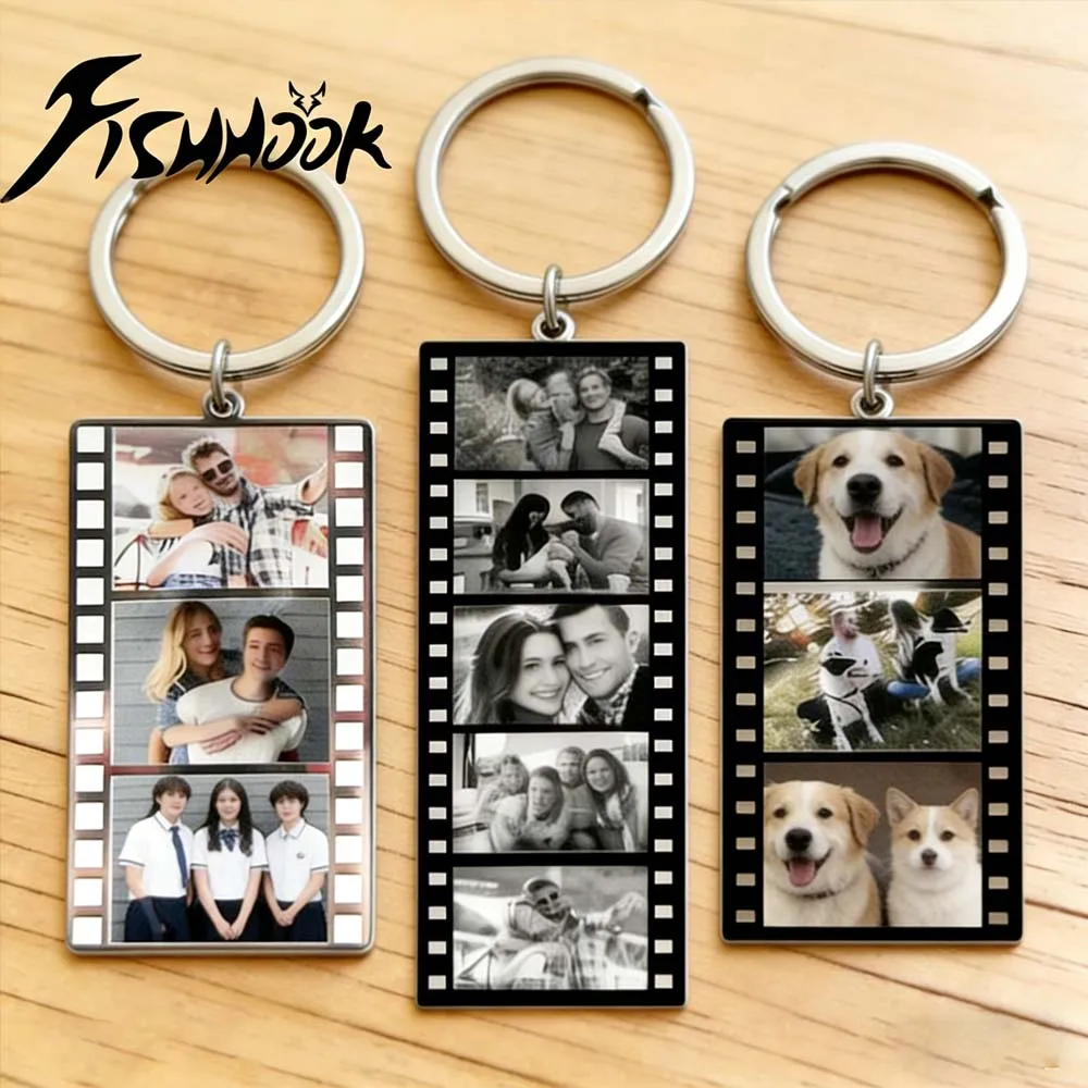 Couple Print Film Movie Photo Keychain Personalized Custom Gift Women Men Mother Father Family Stainless Steel Memorial Key Ring