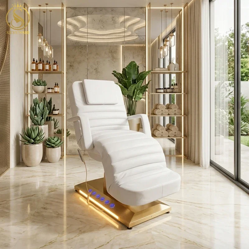 Modern White Beauty Pvc Cover Waxing Bed Salon Beauty Instrument for Face Therapy Bed Lash Bed Salon