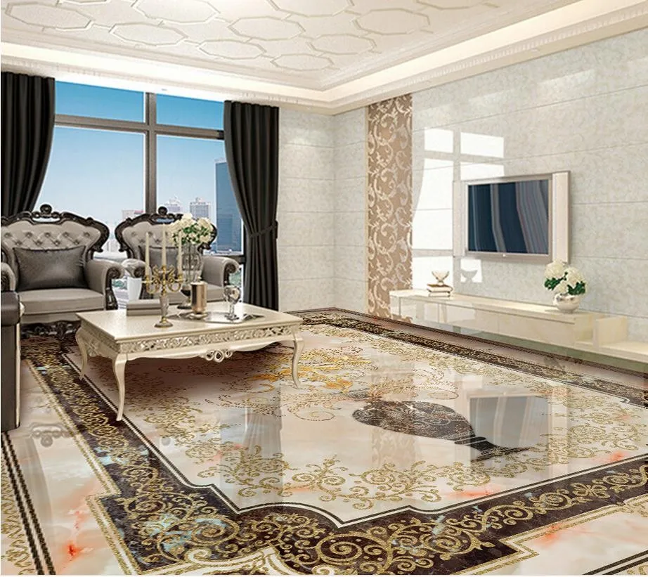 

Photo 3d floor painting wallpaper marble floors waterproof self-adhesion home decoration