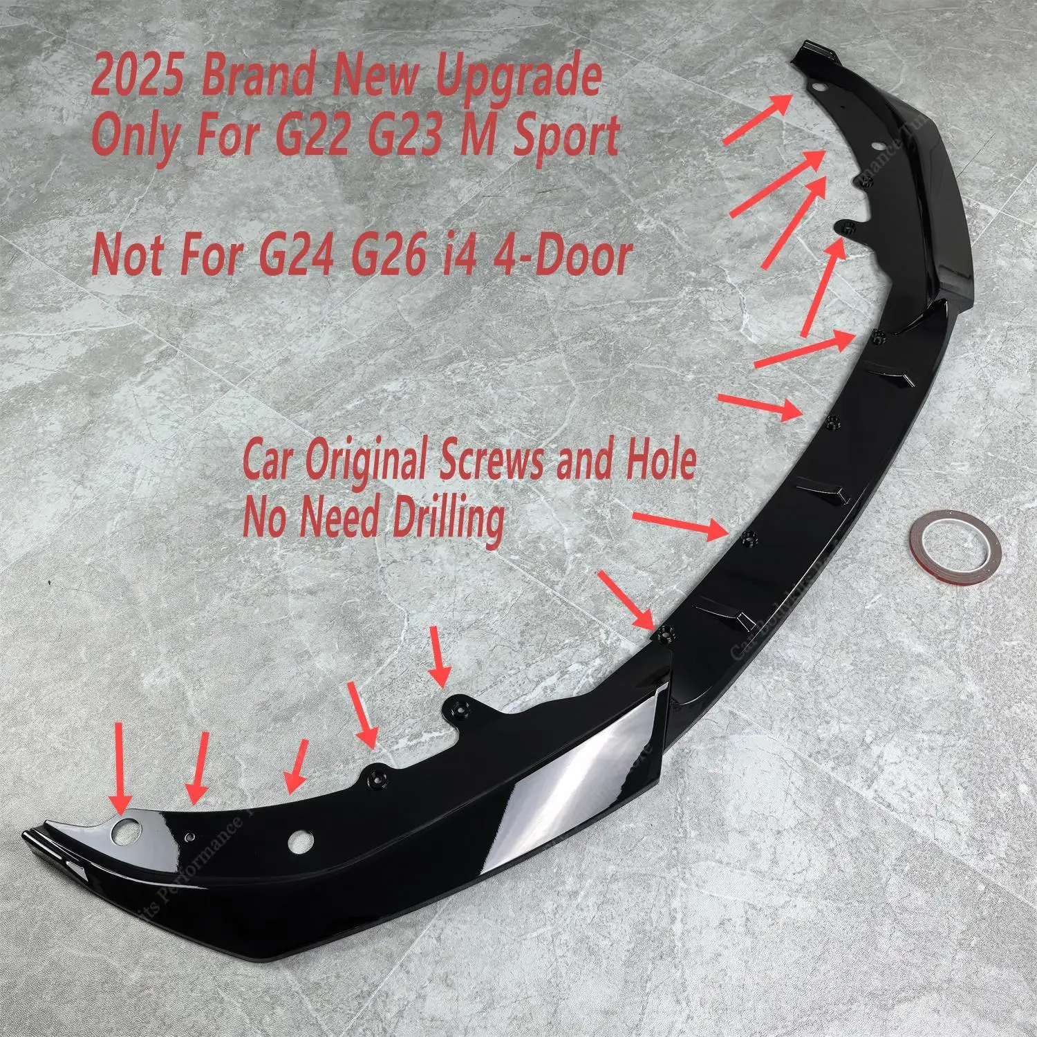 Competition Style Front Bumper Splitter Lip Spoiler Diffuser For BMW G22 G23 420i 430i 430d M440i M Sport 2019-2025 Tuning