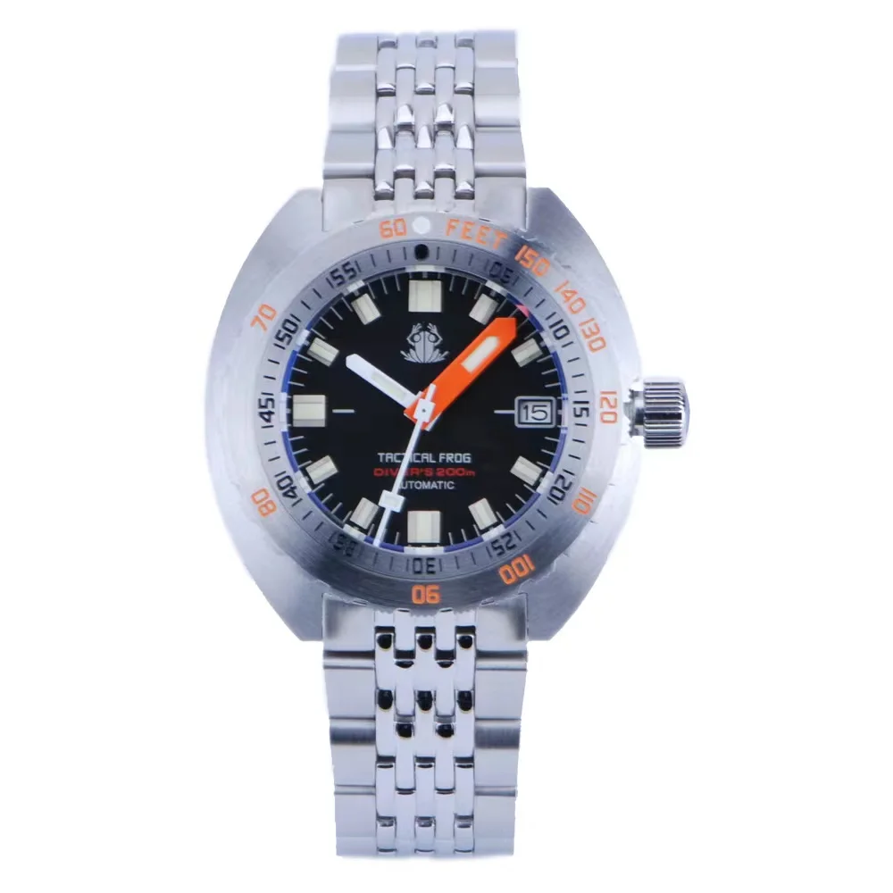 Tactical Frog Men\'s retro diving watch 200M waterproof C3 super luminous Japanese NH35 movement homage mechanical watch