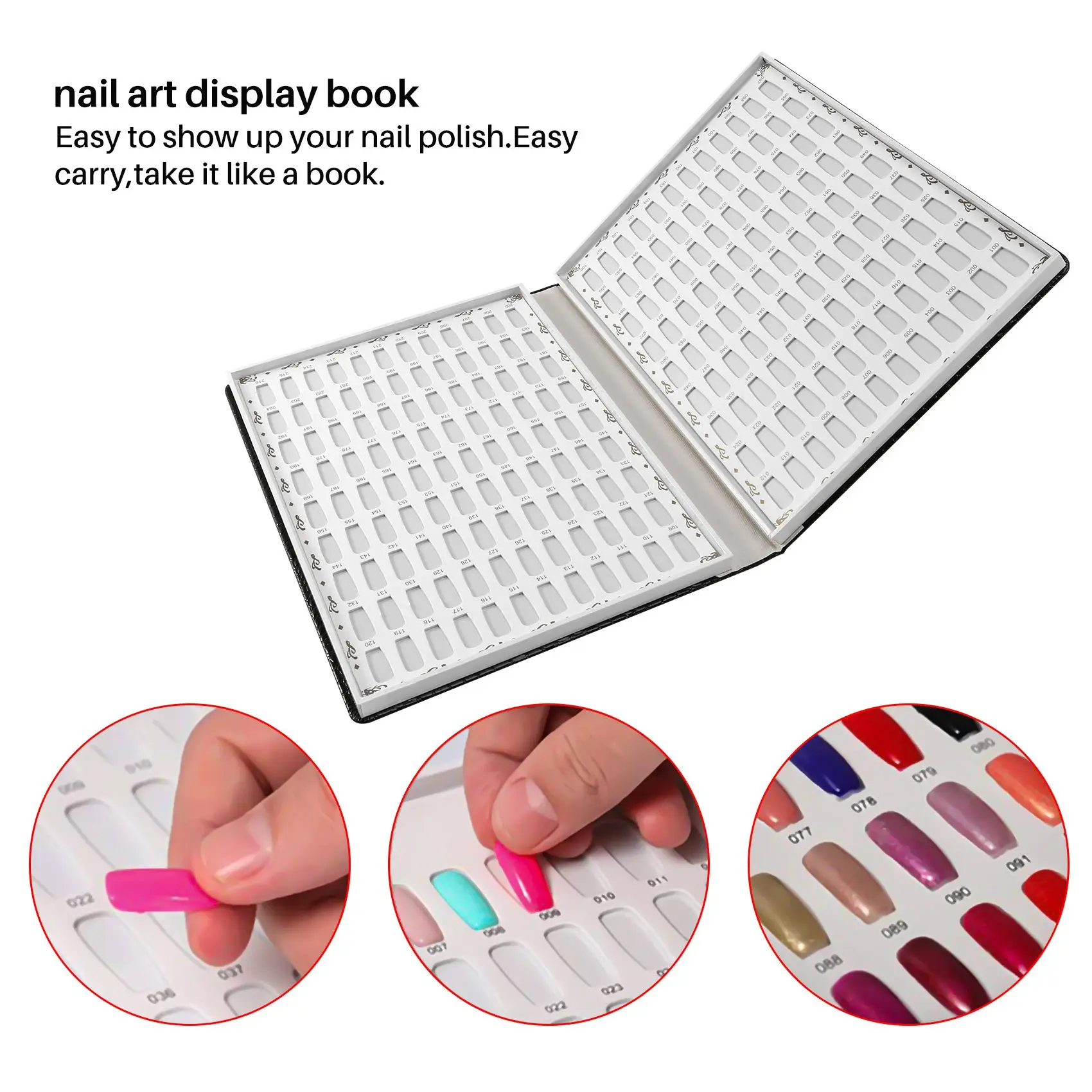 216 Colors Nail Tips Display Book DIY Nail Art Showing Shelf Gel Color Card Chart Painting Display Board Black