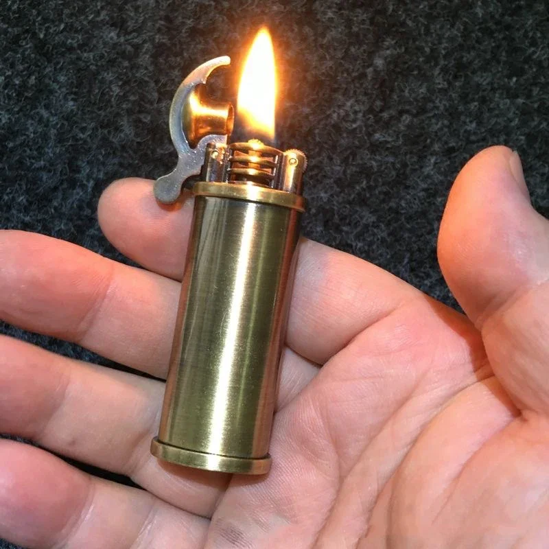 

New Pure Copper Gasoline Lighter Refillable Grinding Wheel Creative Retro Lighter Kerosene Lighter Gift for Men