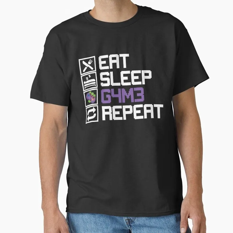 Eat Sleep Game Repeat MMO RPG Leetcode Leet Linux Ubuntu  Graphic T‑Shirt Geek IT Developer Fan Gift Streetwear S-6XL