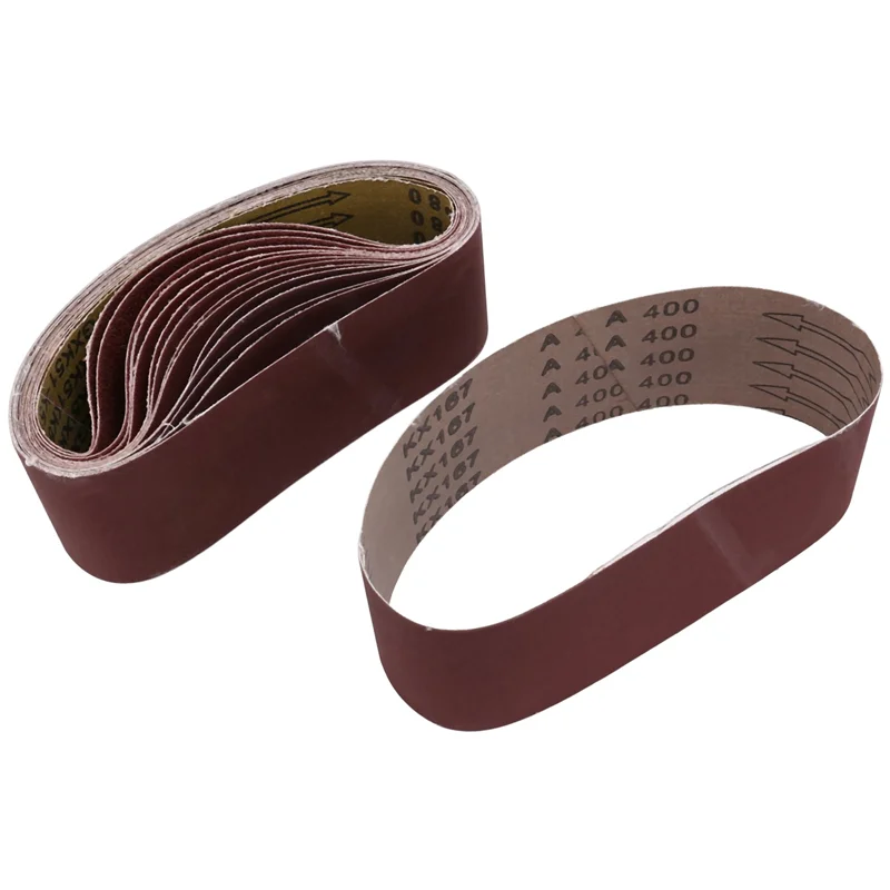 สายพานขัดอะลูมิเนียมออกไซด์3X21นิ้ว (75X533mm) กระดาษทราย15แพ็ค (80 120 180 240ปลายข้าว400) สำหรับเครื่องขัดสายพาน