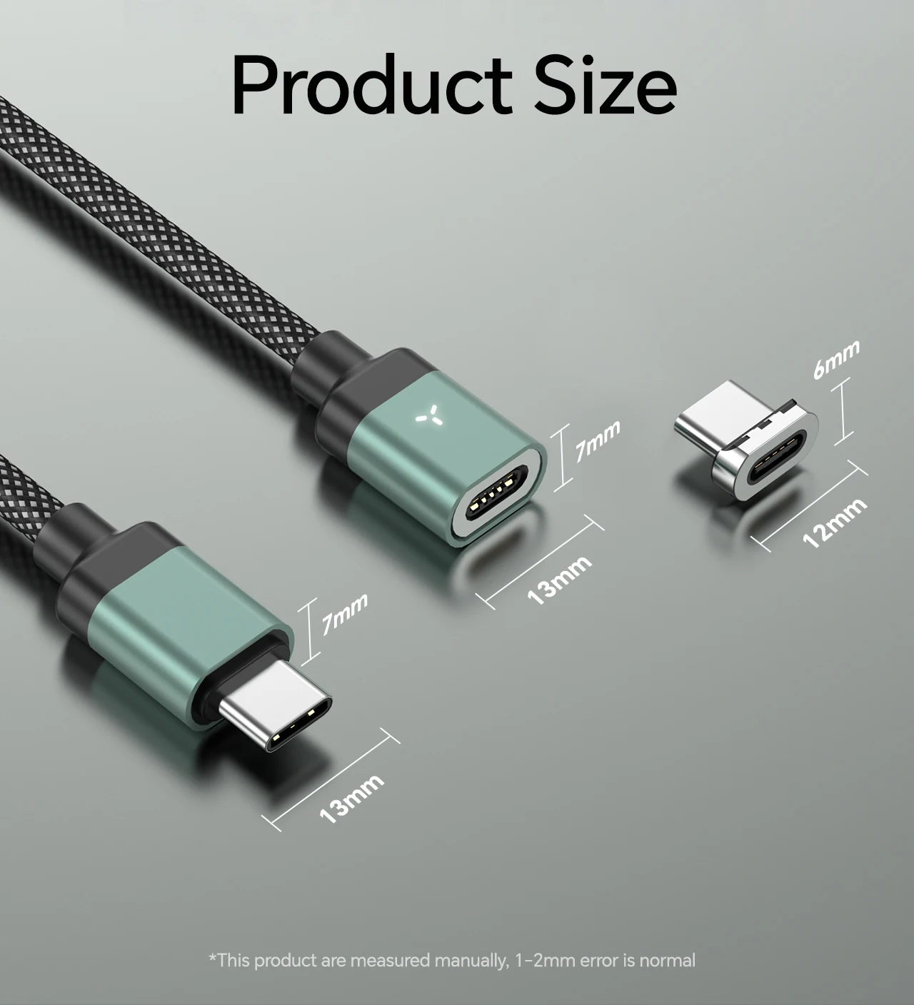 Magnetic USB C Charging Cable 1.2M 100W Type C to Type C Cables Nylon Braided Data Transfer Fast Charging Cord