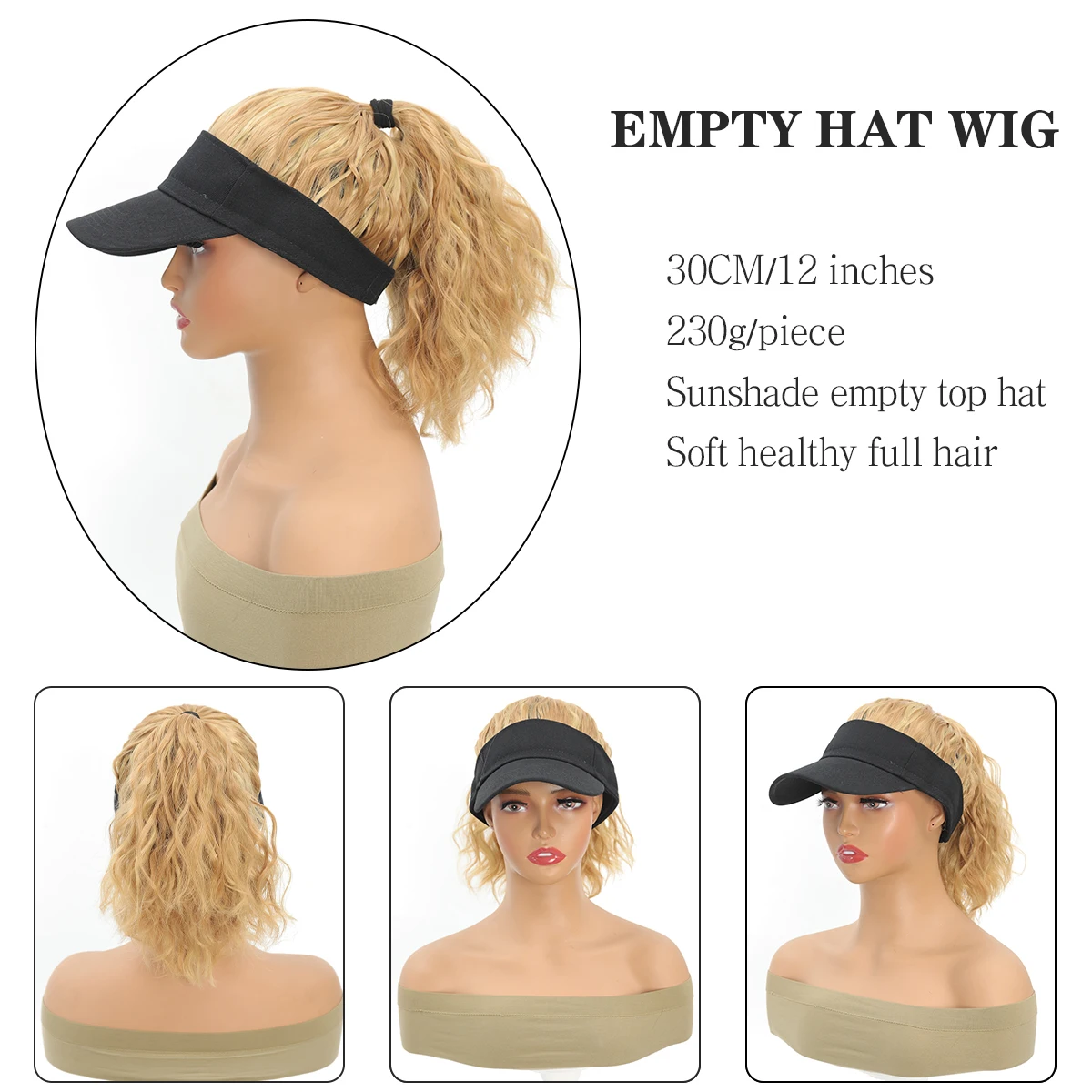 Adjustable Women’s Baseball Hat Wig with Curly Ponytail  Sporty Stylish Synthetic Cap for All Hair Extensions