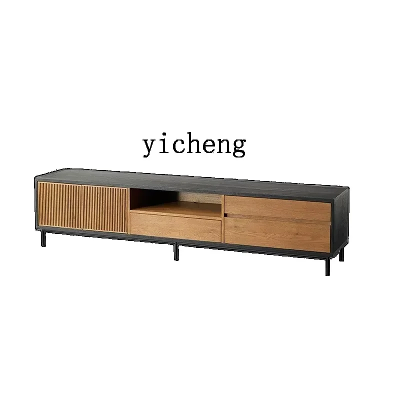 1-D29 Black Oak TV Cabinet Nordic Modern Retro Color Matching Teak Solid Wood TV Cabinet