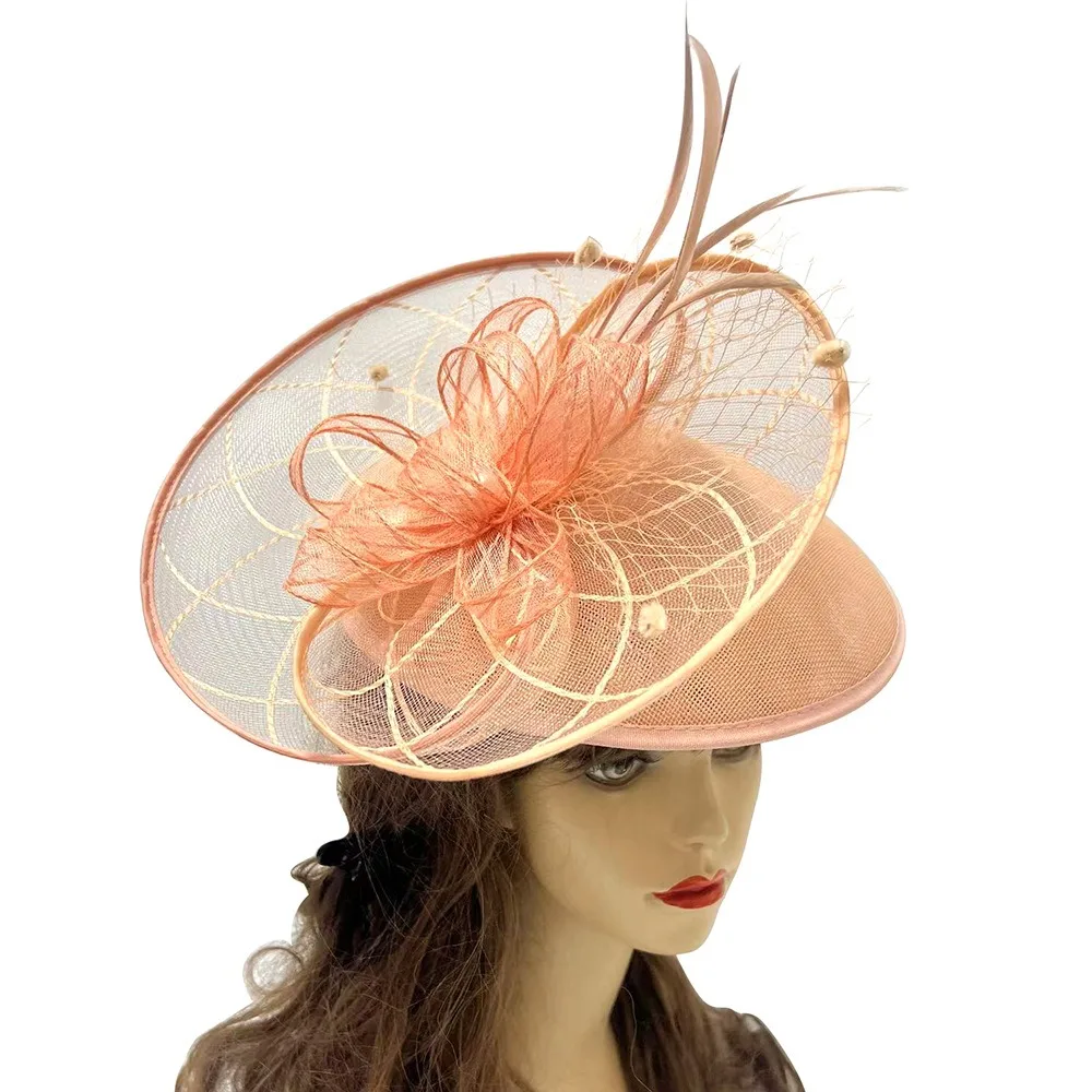 

Fashionable Elegant Linen Hair Accessories Hair Clips Vintage Feather Hats Banquet Parties Elegant