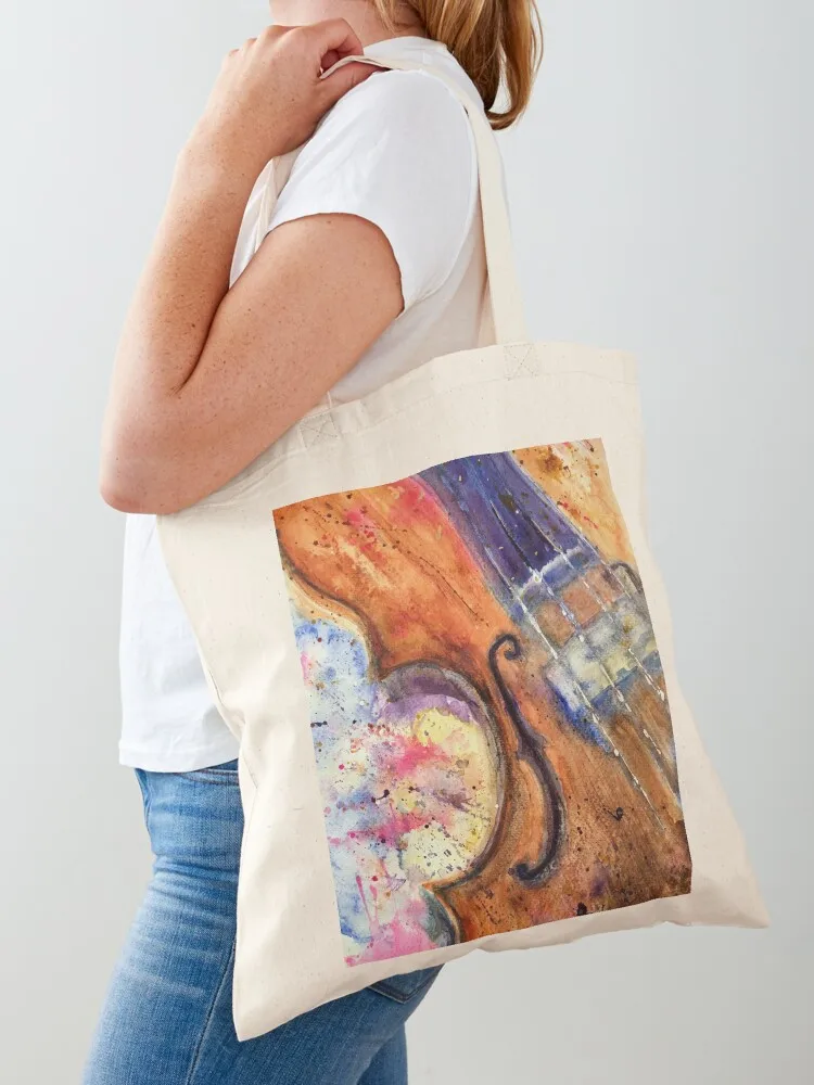 Euphoric Strings: Watercolour Painting of a Violin Tote Bag eco bag folding Women's bag cloth woman Canvas Tote