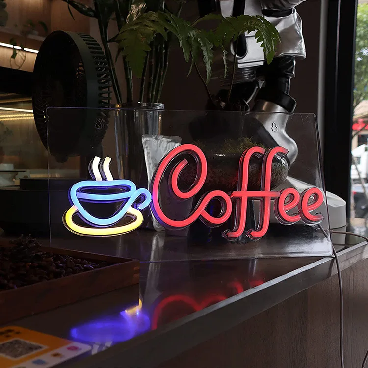 Coffee Neon Sign Cafe Restaurant Hotel Wall Decor USB Powered Custom Neon Sign for Coffee Shop Bar LED Night Light 42*22cm