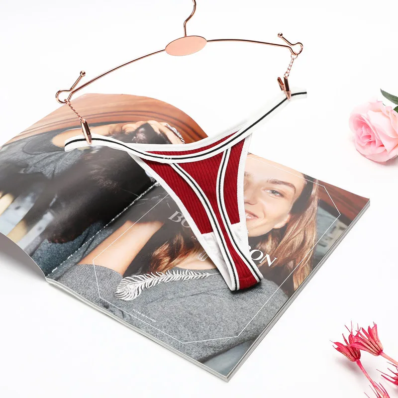 5pcs New Thong Sexy Women's Underwear Thread Low Waist Thong Underwear Striped Underwear  Erotiic Underwear Woman Thongs  Sexy
