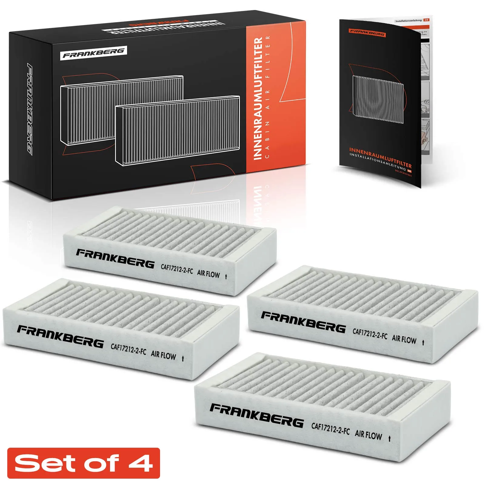 Frankberg 4x Cabinefilter Actieve Kool voor BMW X3 F25 X4 F26 18d-35d 20i-35i 9237159 CU1721-2 907520 907 520 64119237159