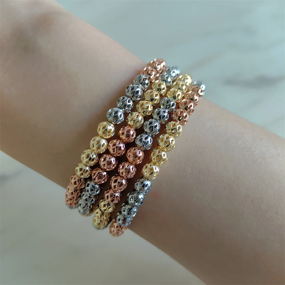 ESALE 4PCS/SET Bracelets Trendy Gold Plated Colorful Beads Bangles Fashion Beaded Bracelets Women Jewelry Accessories Gift ZB003