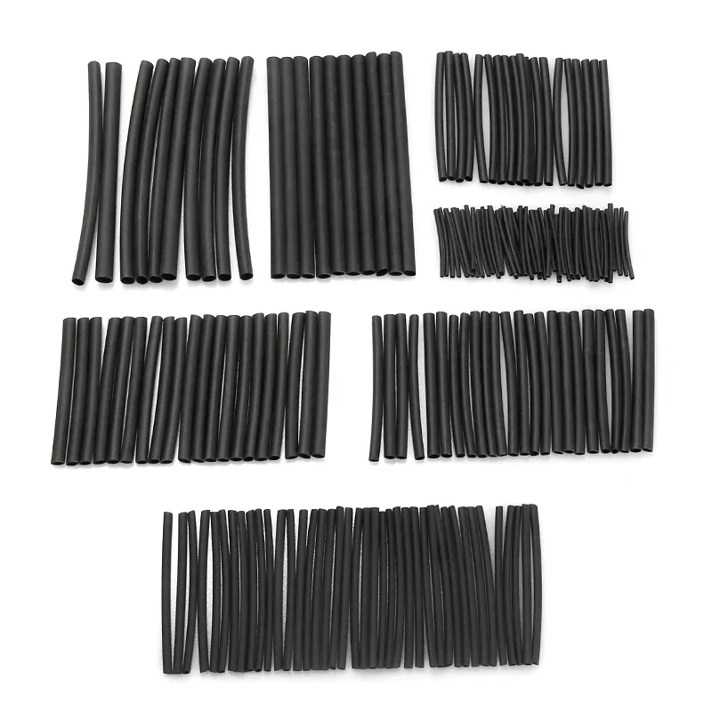 200 pz termoretraibile Set 1mm 1.5mm 2mm 2.5mm 3mm 4mm 5mm tubo termoretraibile tubo manicotto del cavo avvolto cavi di guaina intrecciati