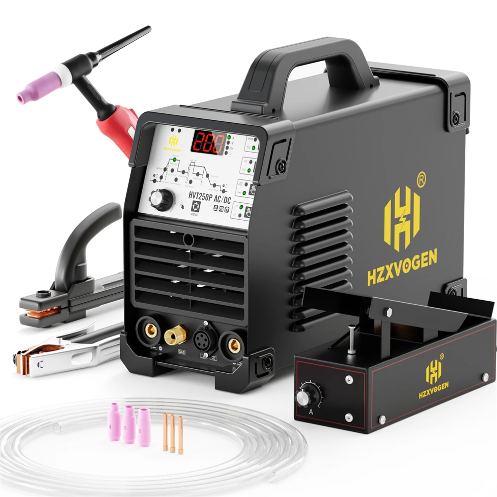 HZXVOGEN Aluminum AC/DC Pulse Tig 4 in 1 Welding Machine HVT250P MMA ARC Stick Welder IGBT Inverter HF TIG 2T 4T Soldador